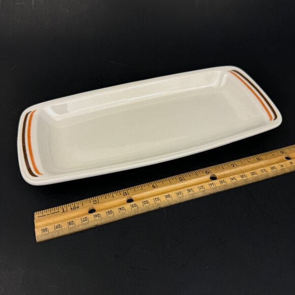 Vtg Mark Buffalo USA Restaurant Ware Thin Rectangular Dish Decor Orange Brown - Picture 1 of 9
